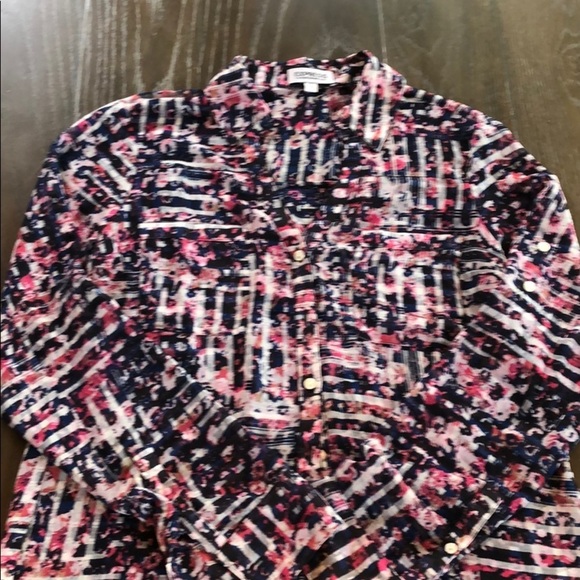 Express Portofino Shirt Small Pink/Blk/Blue Print - Picture 2 of 4